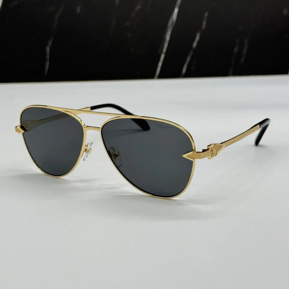 NEW VERSACE VE2283 1002/87 GOLD GREY UNISEX SUNGLASSES VERSACE VE2283 100287